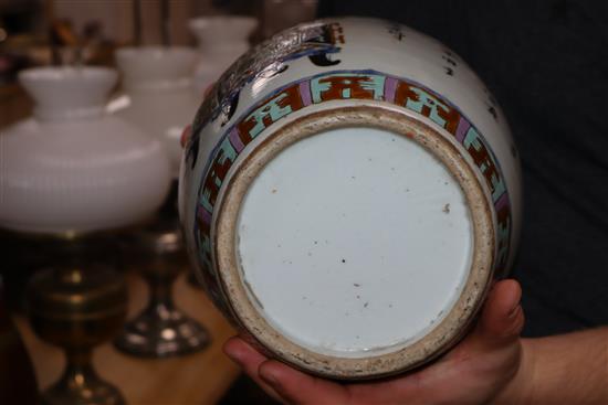 A Chinese porcelain vase, two ginger jars and a jug tallest 33cm